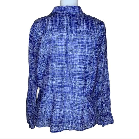Halogen silk blend blue white button petite XL - Picture 14 of 16